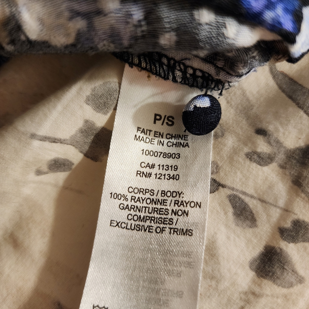 Dynamite Black Blouse with White and Blue Floral Design - Picture 6 of 6